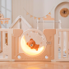 Манеж UNIX Kids DeLuxe House / Делюкс Дом бежевый, 150 x 180 см, с баскетбольной стойкой, доской для рисования, качелями
