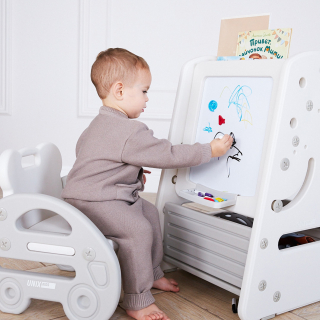 Стол трансформер детский 3 в 1 UNIX Kids со стульчиком серый