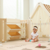 Манеж UNIX Kids DeLuxe House&Storage / Делюкс дом и стеллаж бежевый 180 x 200 см, с игровым домиком, баскетбольной стойкой, доской для рисования, качелями + мес