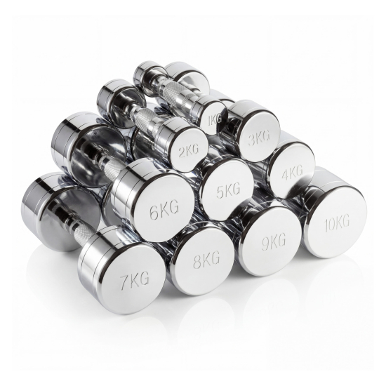 Набор гантелей хром (пары) от 1-10 кг VictoryFit VF-SET110-CR