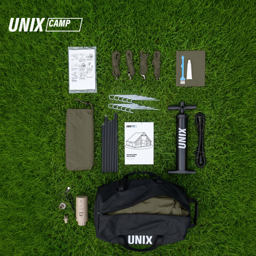 Надувная палатка UNIX Camp Vega 3х2 зеленый (+ навес)