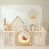 Манеж UNIX Kids DeLuxe House / Делюкс Дом бежевый, 180 x 200 см, с баскетбольной стойкой, доской для рисования, ковриком для игр