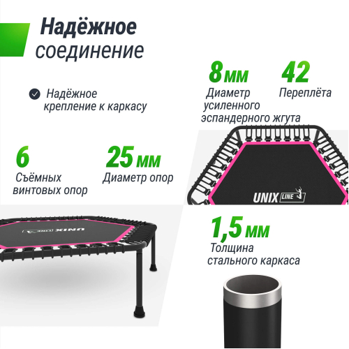Батут спортивный UNIX Line FITNESS Lite Pink (125 см)