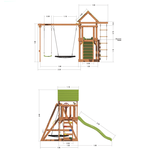 Детский игровой комплекс UNIX Line (6 in 1) Light Green