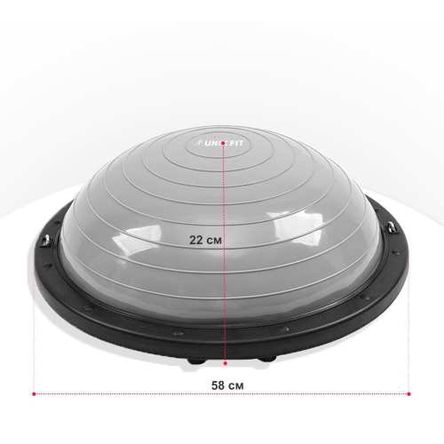 Полусфера балансировочная UNIX Fit с эспандерами, 58 см
