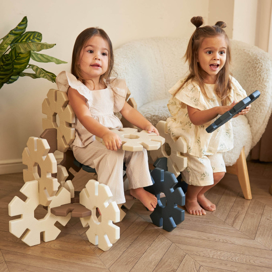 Конструктор UNIX Kids Snowflakes / Снежинки (32 шт.) серый, бежевый